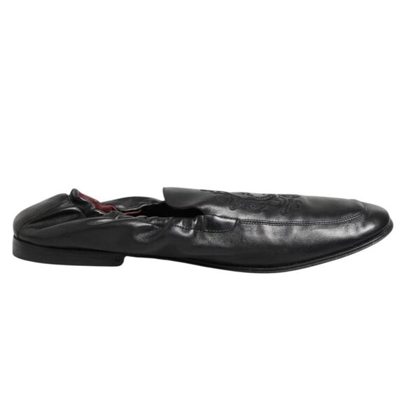 Dolce & Gabbana Black Leather Slip On Men Flat Loafers Men's Shoes (Pre-Owned)